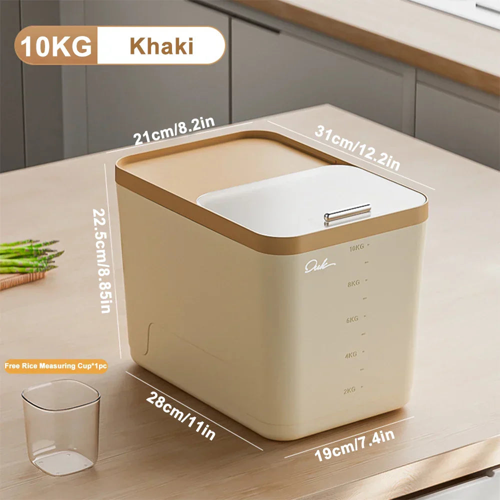10KG Storage Container – Sealed Cereal, Pet Food, Rice, or Flour Dispenser with Buckle